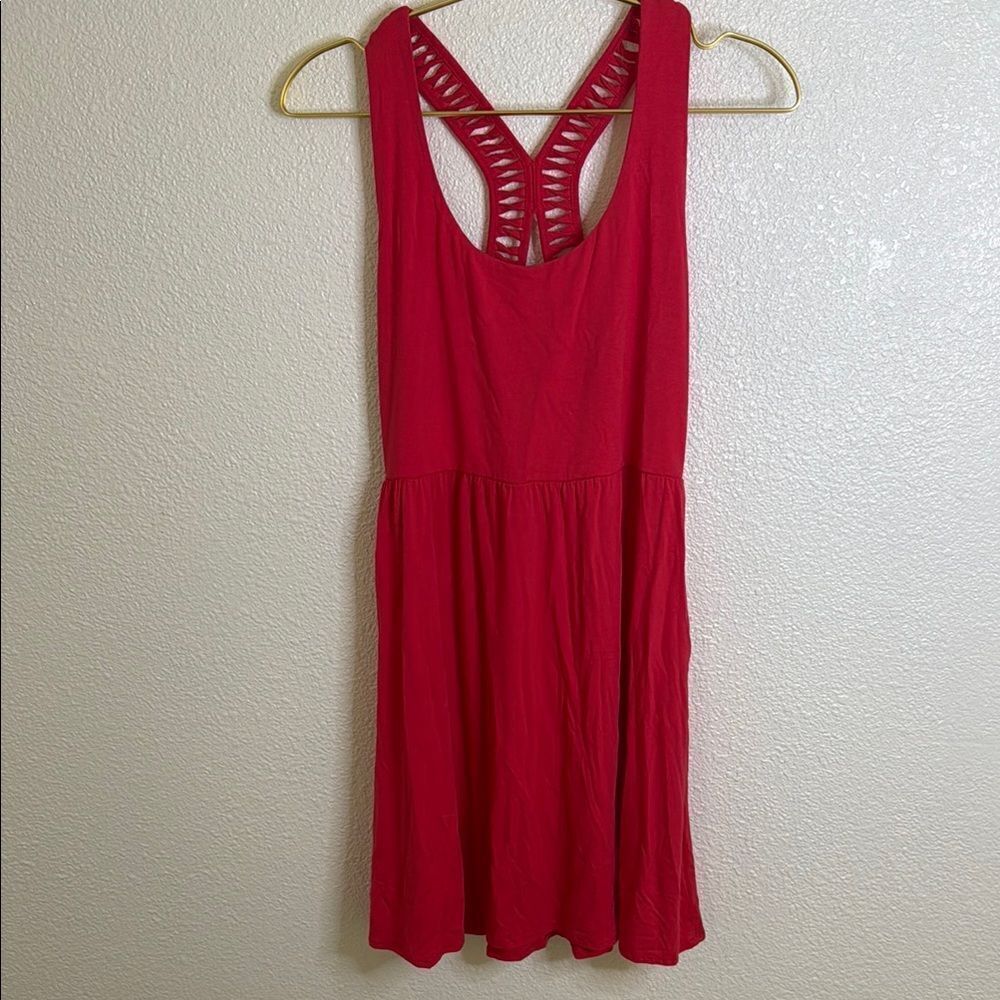Red/Coral Sleeveless Dress with Strappy Back- Size M/L
